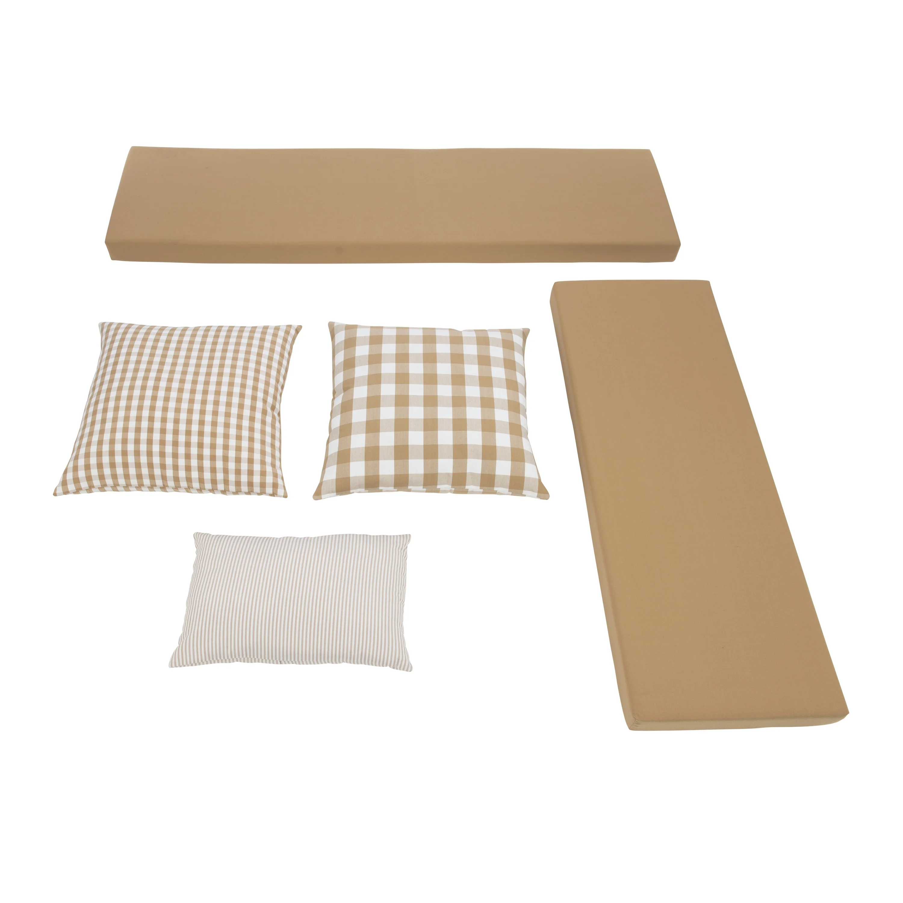 Linon Romero Backless Corner Nook with Storage, 5-Piece Cushion Set, Natural/White/Beige - Image 4