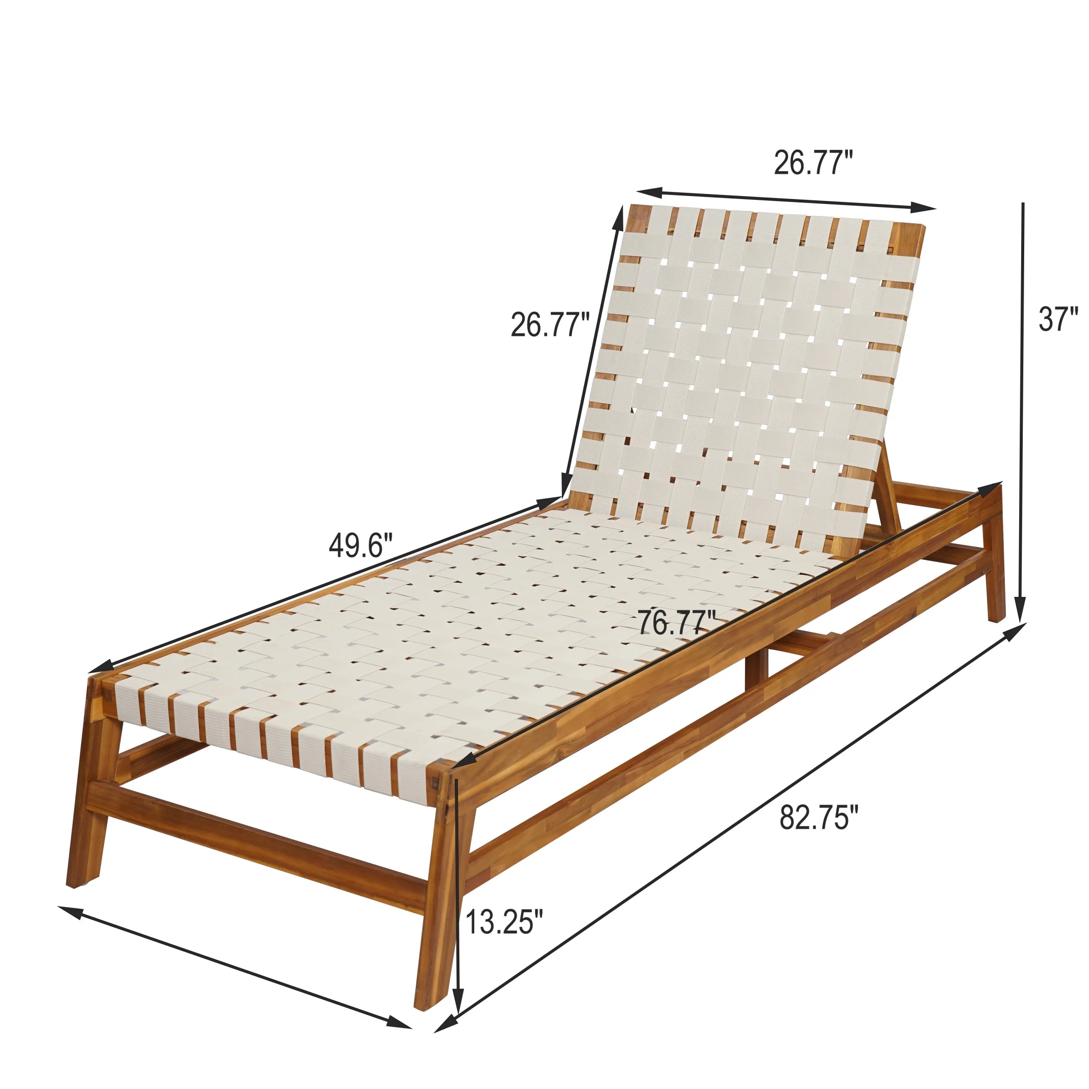 Christopher Knight Home Outdoor Wood Chaise Lounge Chair, Adjustable 4-Position Recliner with Rope Seat, Teak - Image 11