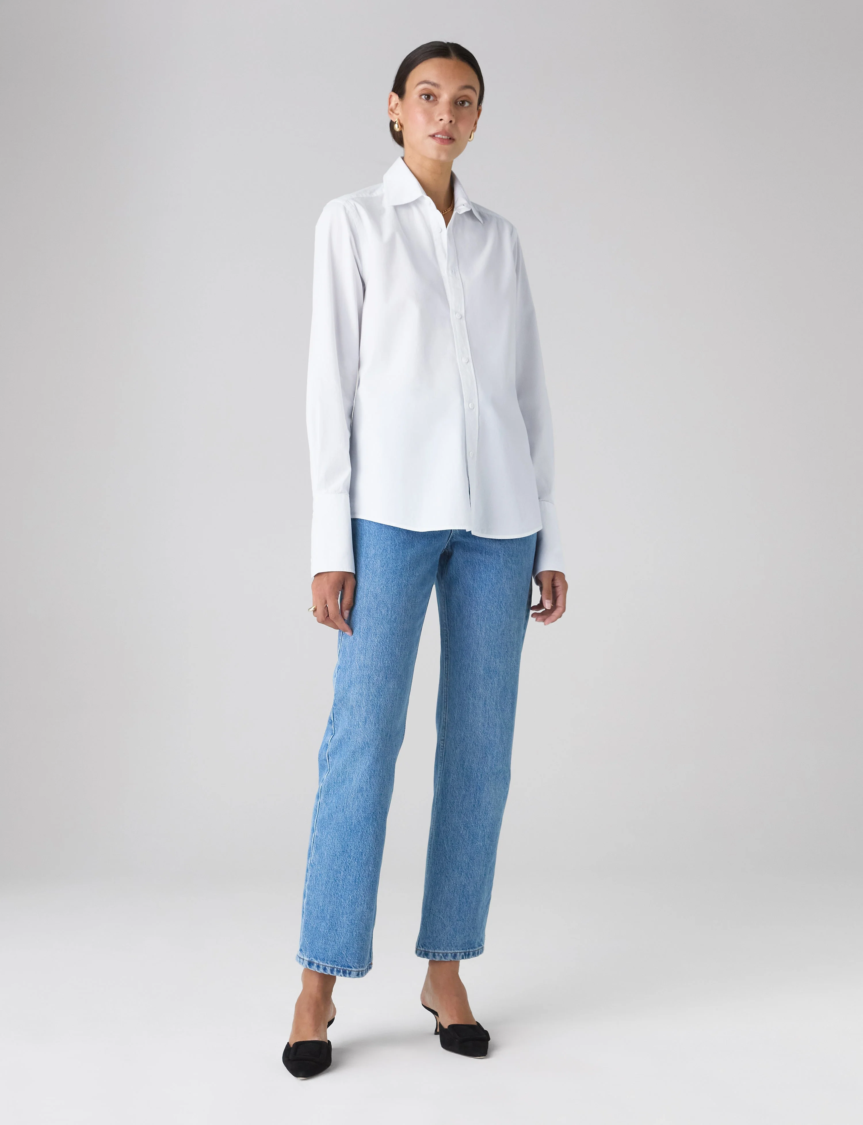 The Boyfriend Exaggerated Cuff: Fine Poplin, White