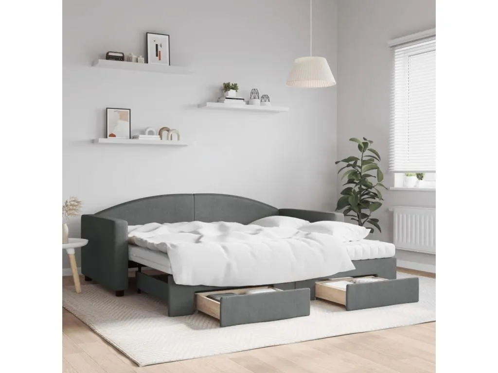 Sofá cama Decopractico con cajones tela gris oscuro 90x190 cm EAXU58383