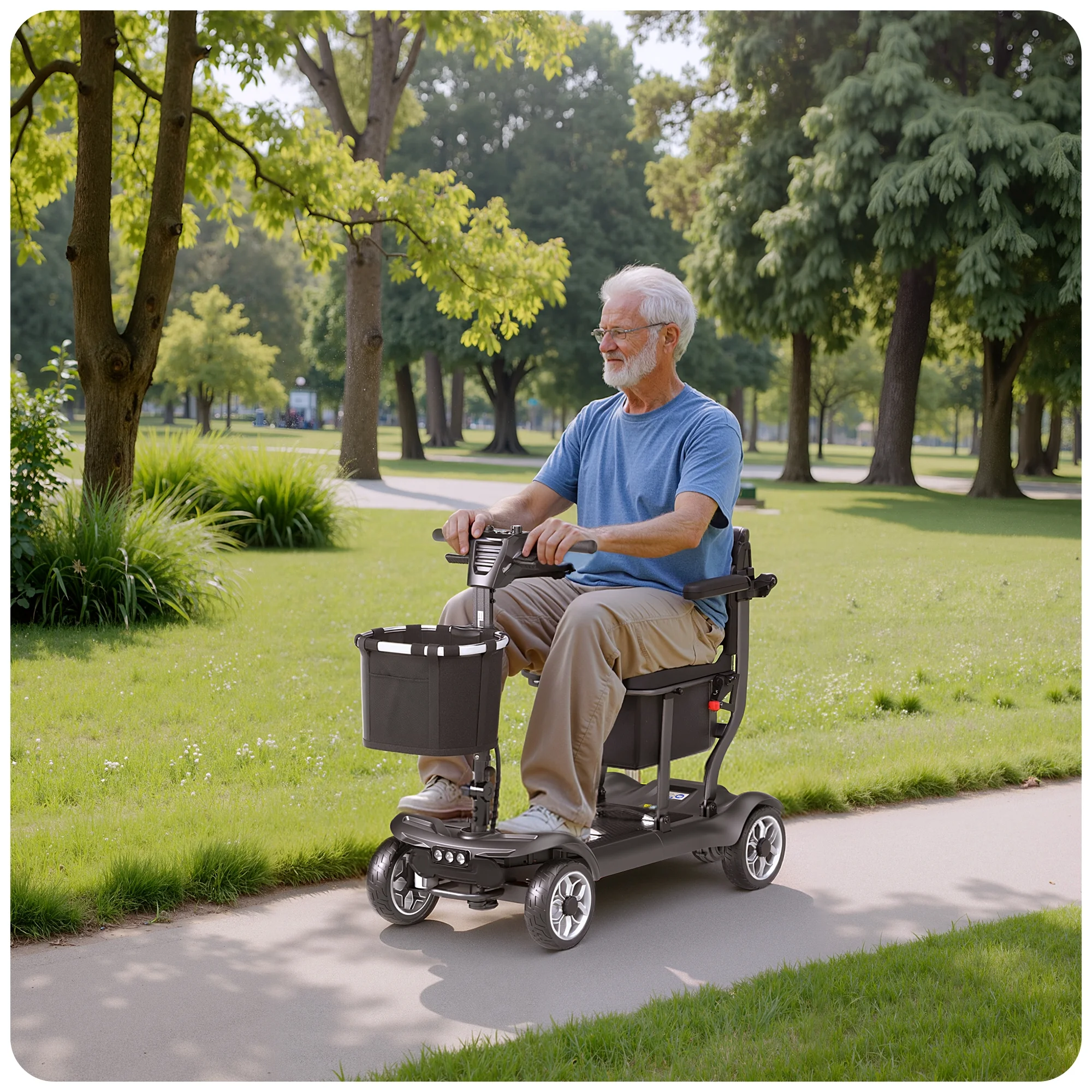 EAGLOG Light Weight 4 Wheels Mobility Scooter for Seniors, Electric Folding Wheelchair Device for Travel, Black - Image 14
