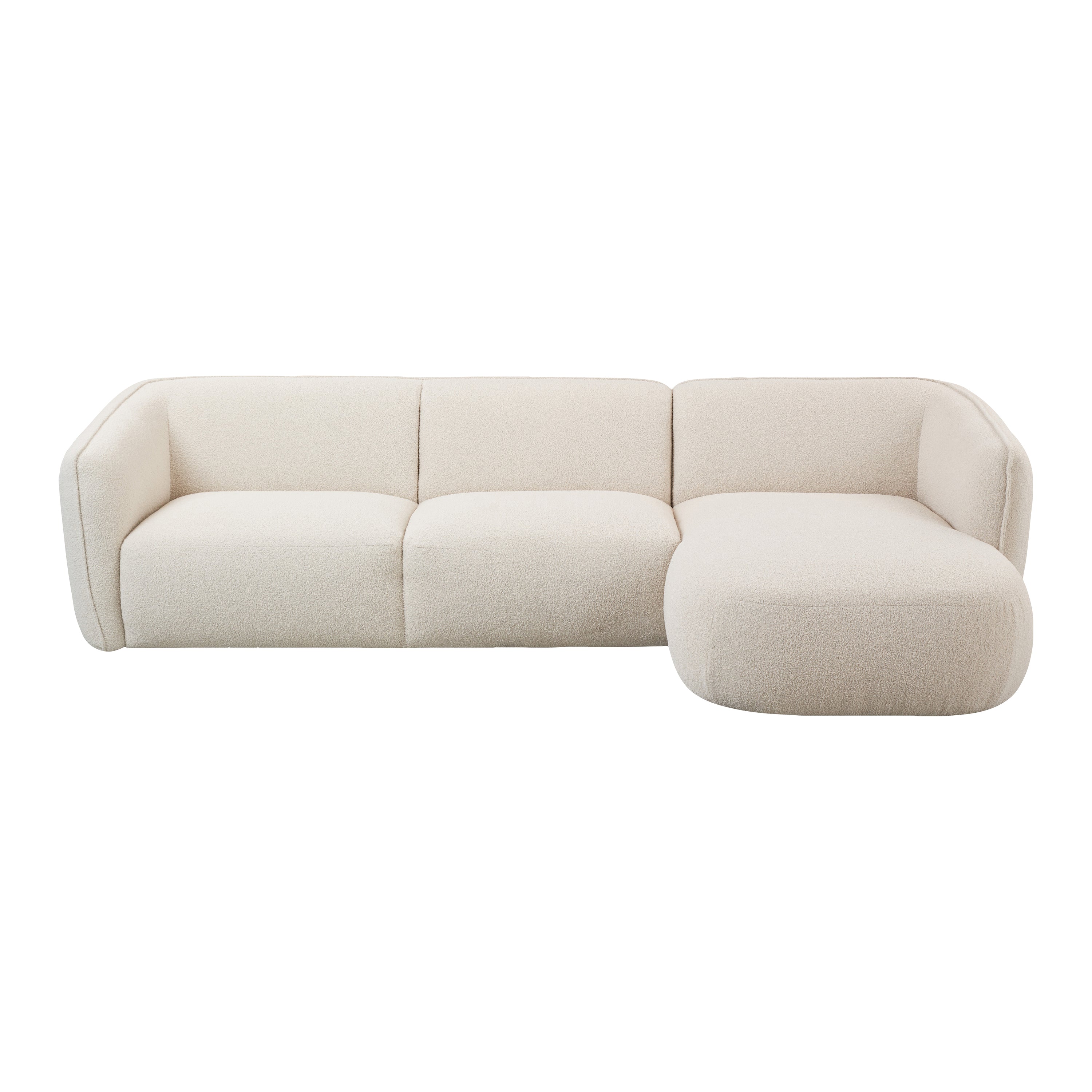 Blokker Soft Hoekbank met Chaise Longue Rechts - Bouclé - Crème