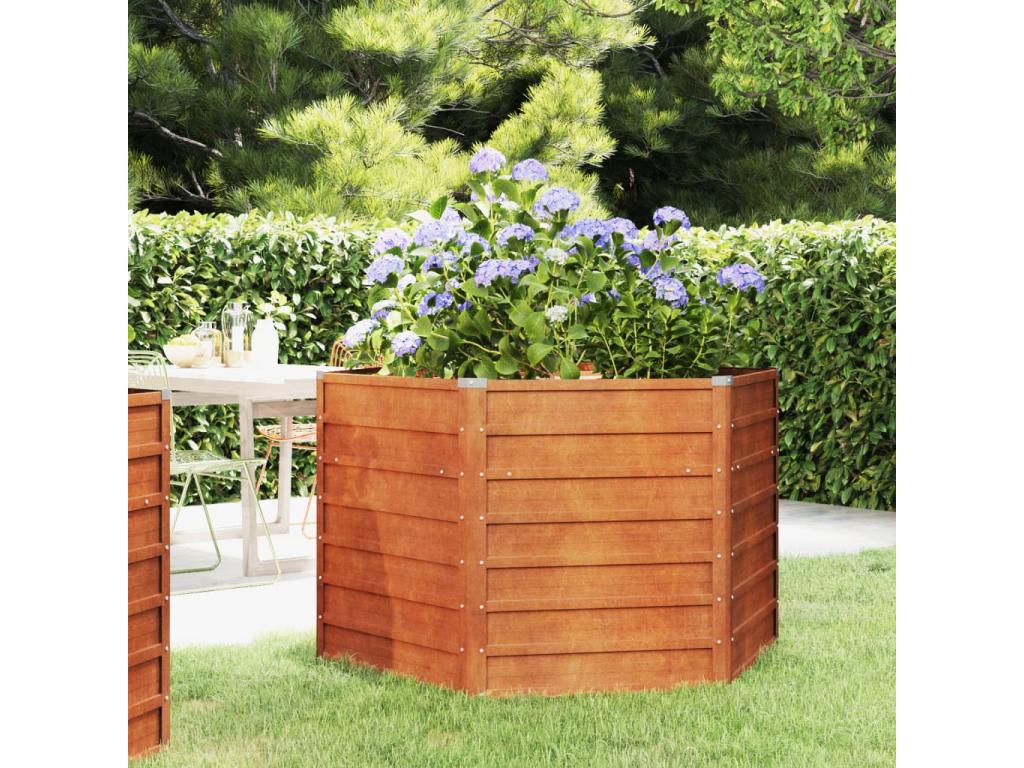 Arriate oxidado de acero corten 129x129x77 cm