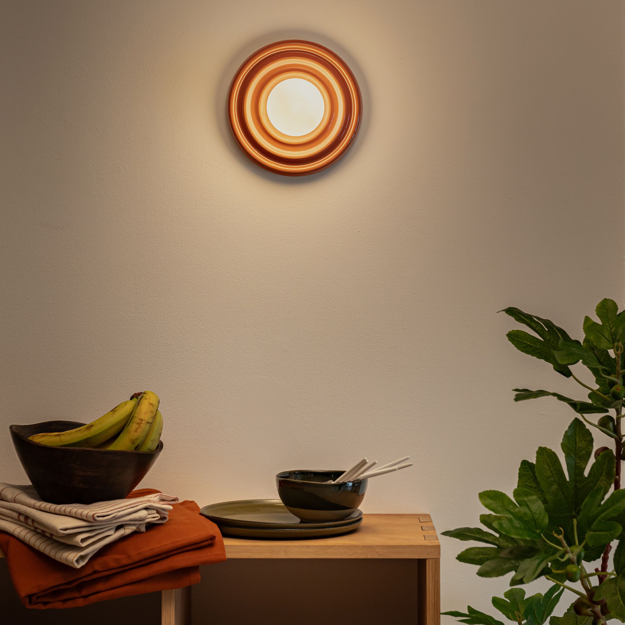 LIPPUS - Applique murale électrifiée en grès - D24cm terracotta