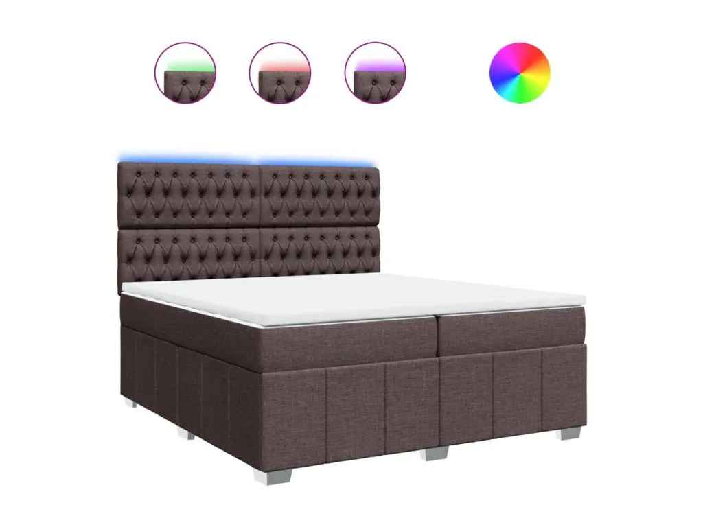 Cama box spring con colchón tela marrón oscuro 200x200 cm dtz3522271