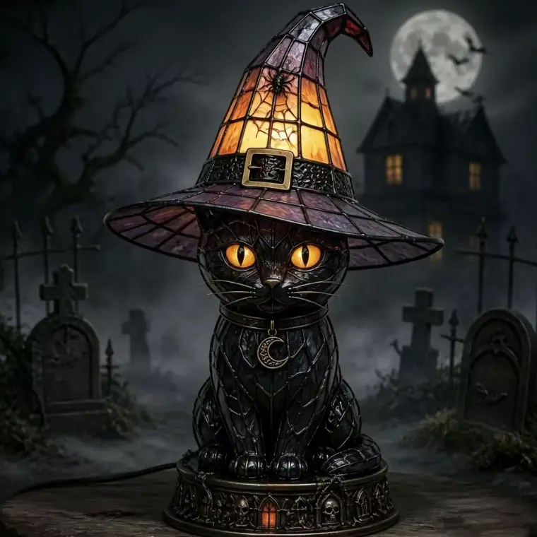 WitchLight™ Halloween Stained Glass Animal Lamp - Image 9 WitchLight™ Halloween Stained Glass Animal Lamp - Image 9