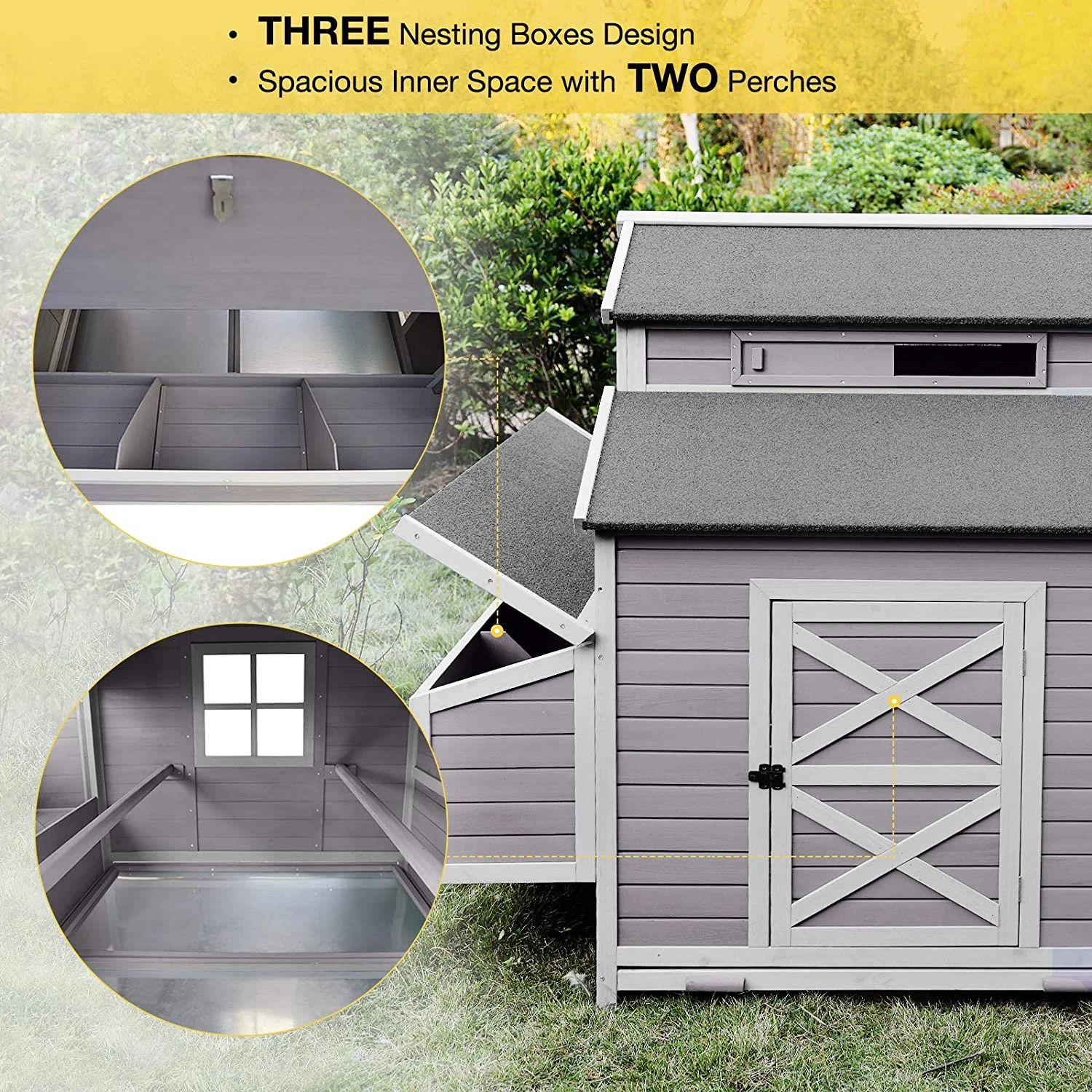 Aivituvin Extra Large Chicken Coop Wooden Hen House for 8-10 Chickens - Image 3