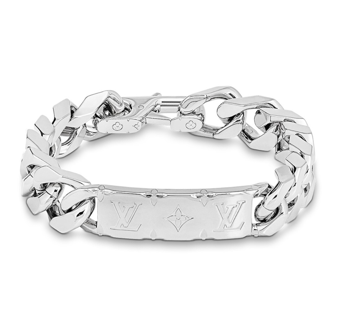 Louis Vuitton Men's Silver Color Chunky Cuban Bracelet - Original Replica Club