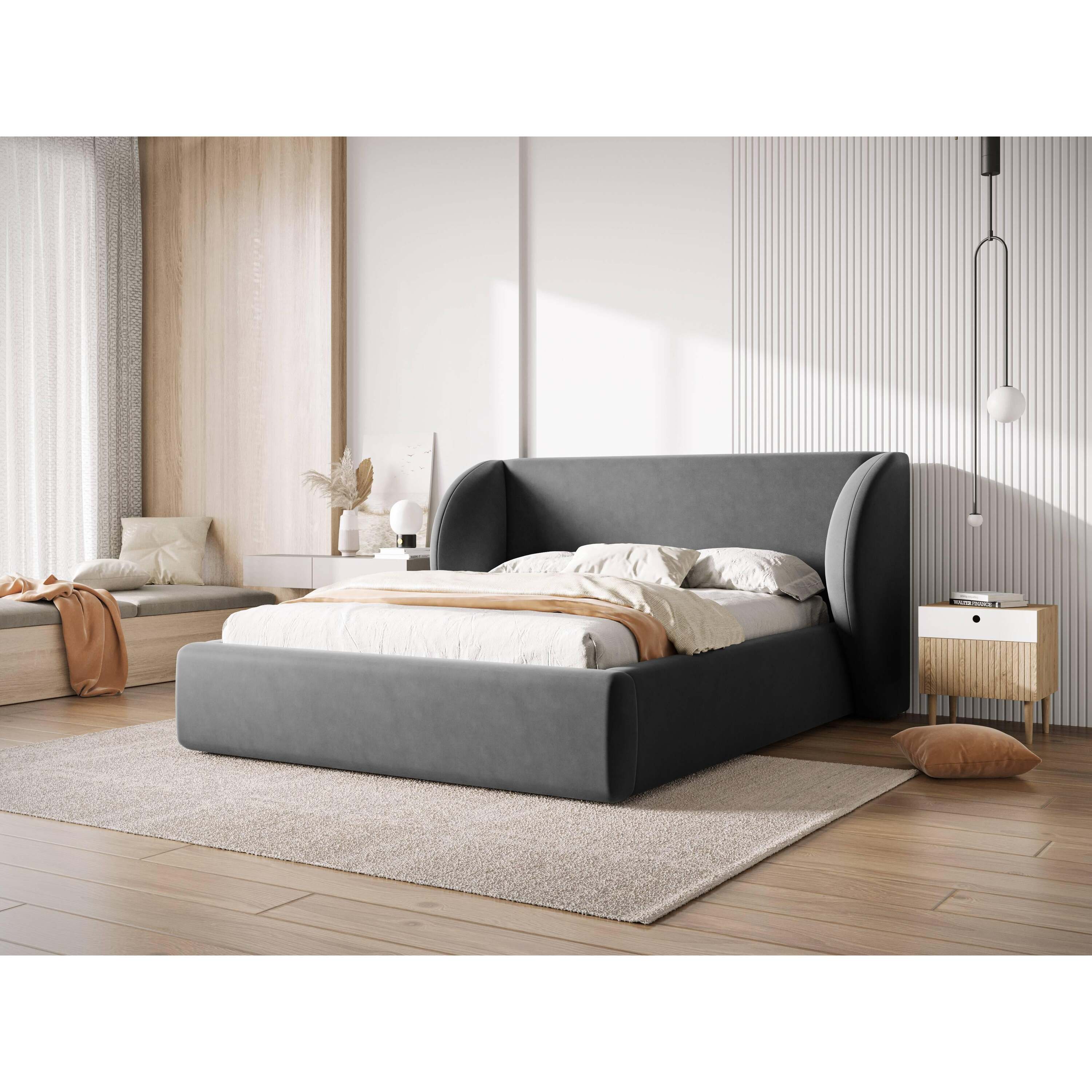Micadoni Bedframe Miley met Opbergruimte - 160 x 200 cm - Fluweel - Gr