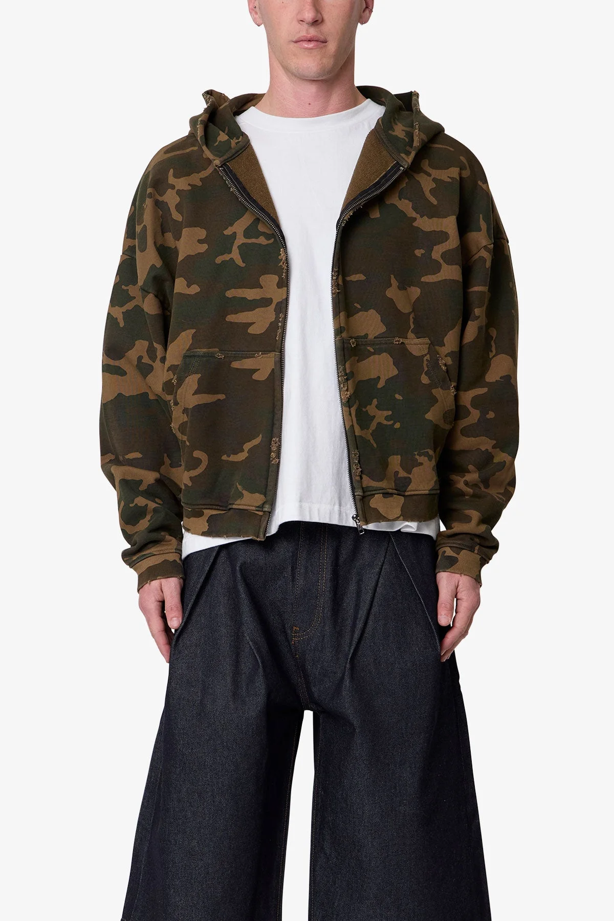 Camo Zip Up Hoodie - Green