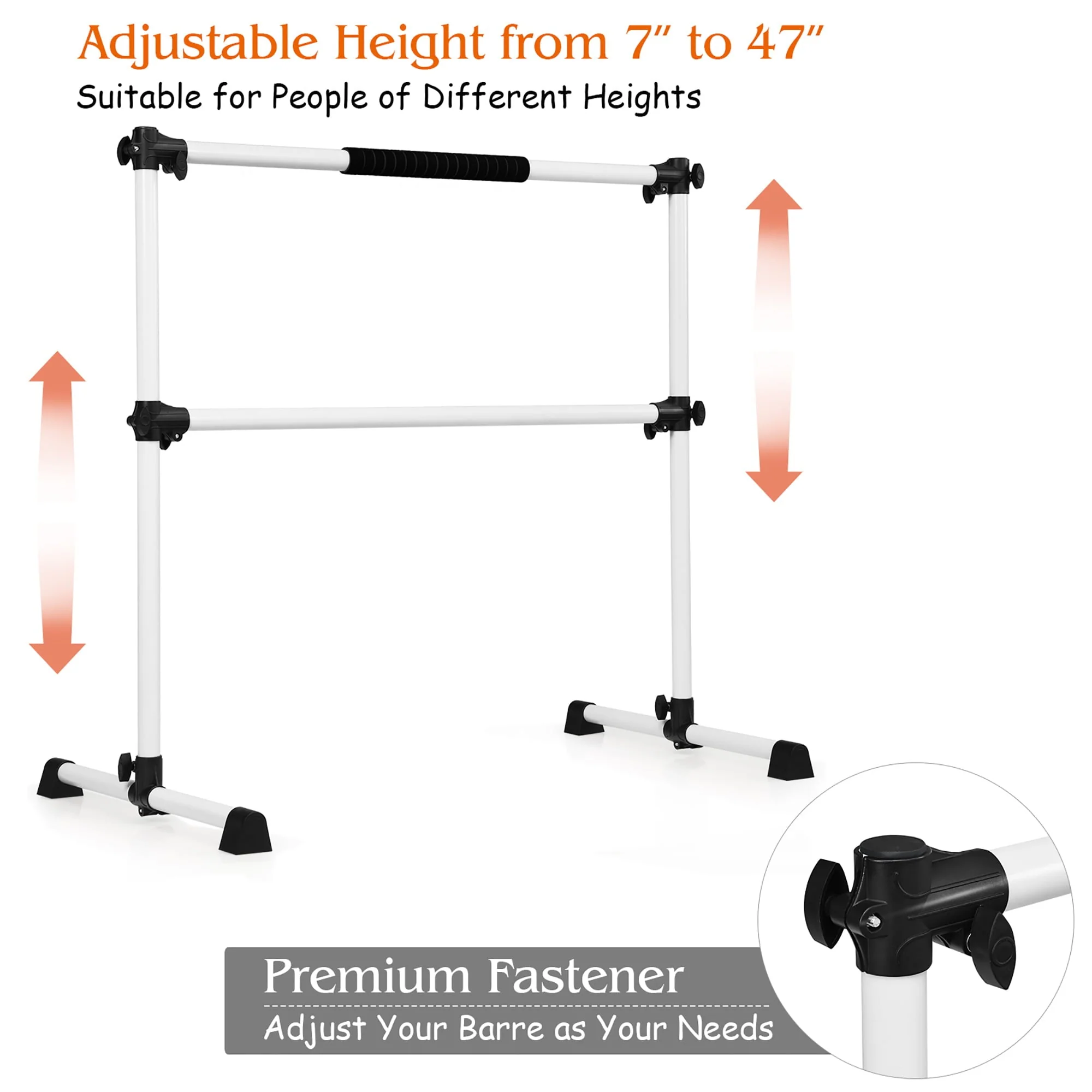Goplus 4ft Portable Ballet Barre Freestanding Adjustable Double Dance Bar Silver - Image 7