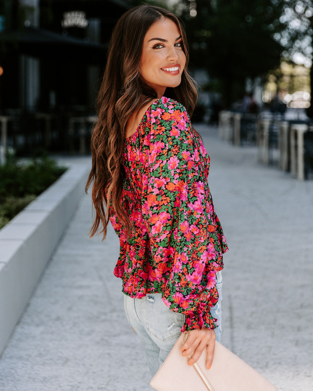 Uncertain Love Floral Front Tie Top - Magenta - Se7enfashion