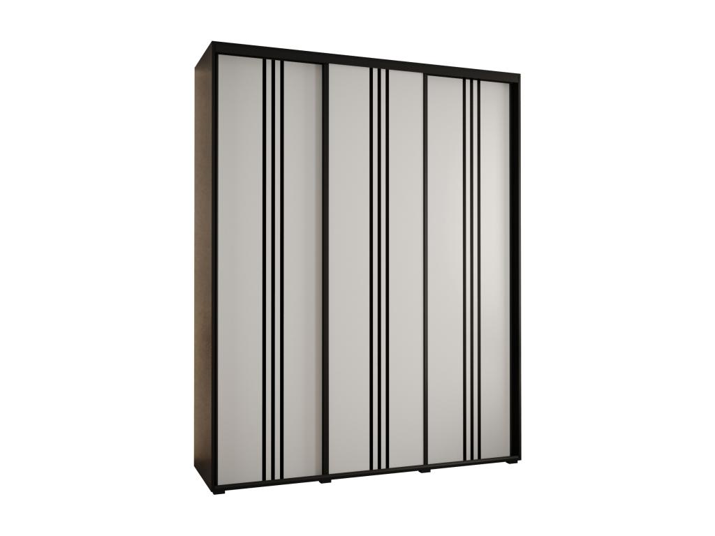 ARMARIO DAVOS 6 DE PUERTAS CORREDERAS 235,2/200/45 3 puertas (Negro/Blanco/Negro)