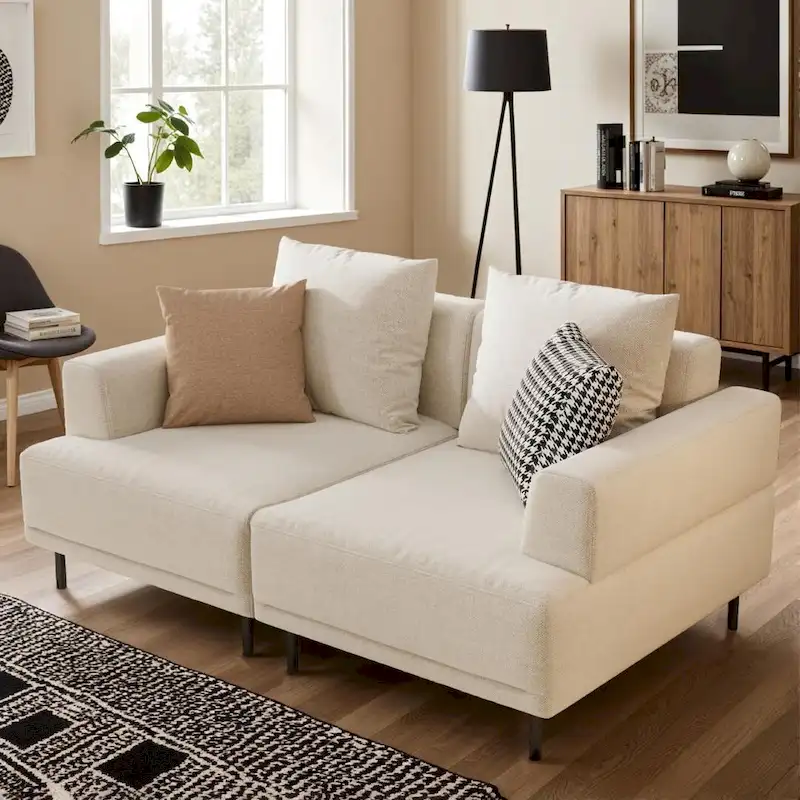 Contemporary Deep Seat Sofa with Cushions, Elevated Legs, Cozy Living Room Seating, Ideal for Apartments