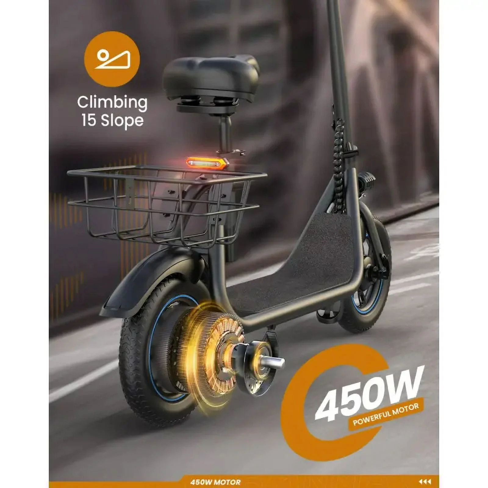 KEESTP Electric Bike with Basket for Pet, 3 Riding Modes Foldable Electric Scooter for Adults - up to 20 Miles 18.6MPH - Image 13