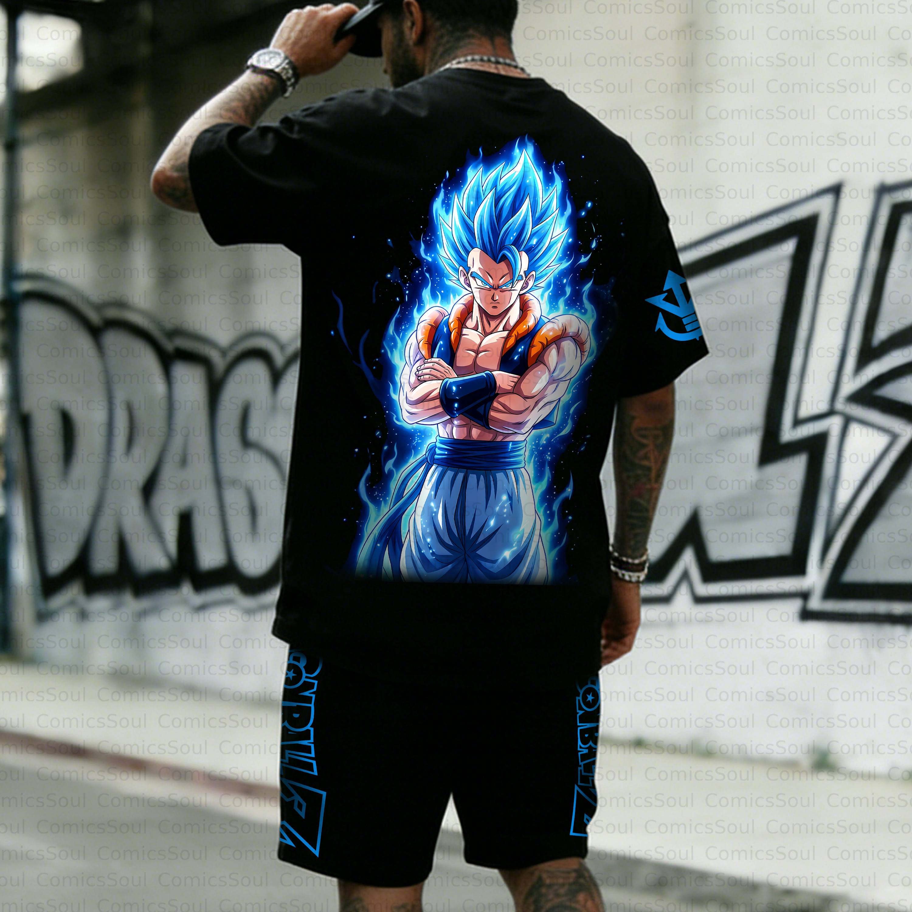 Unisex Anime Inspired Vintage T-shirt& Shorts 2 Pieces Set