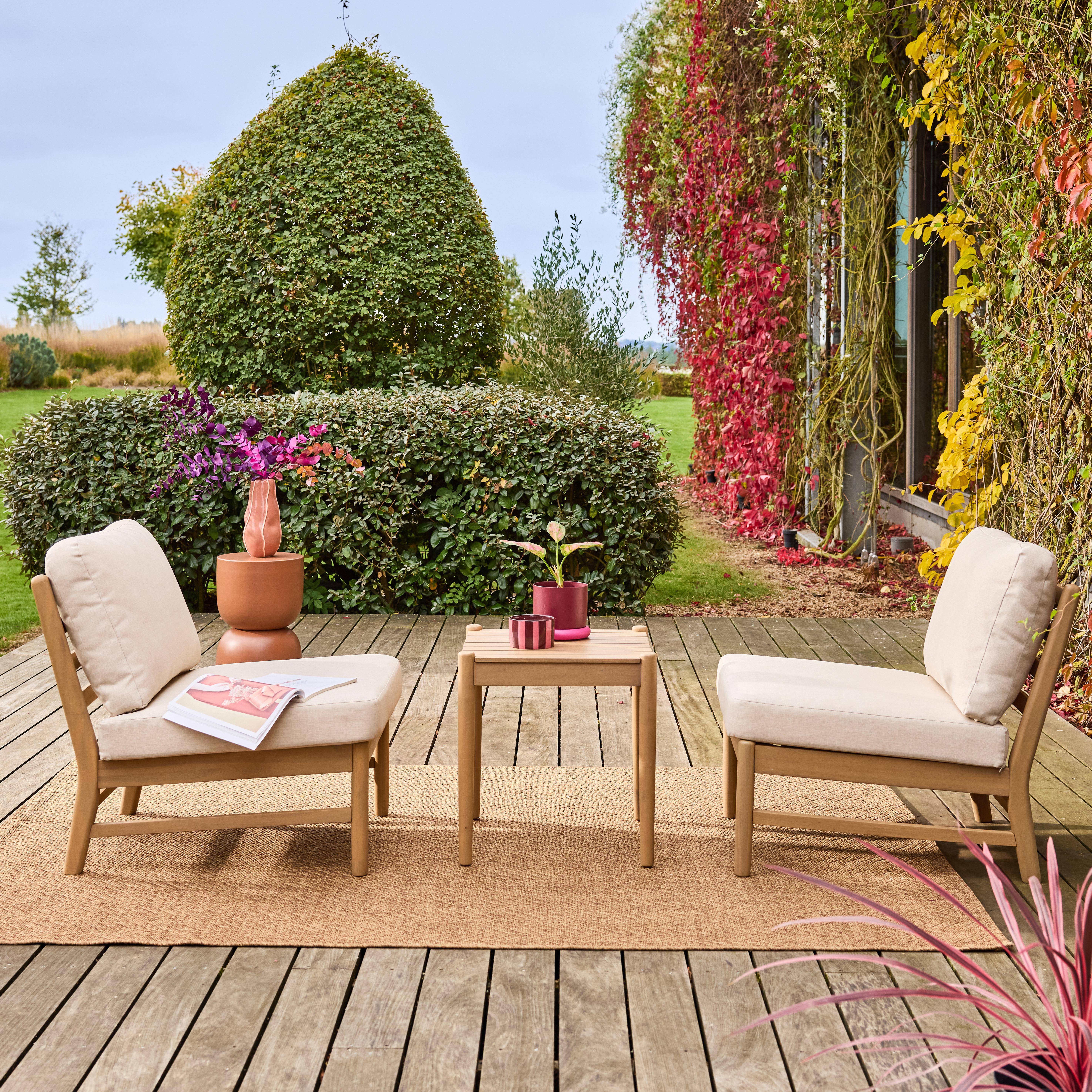 Lunari - Conjunto de muebles de jardín de madera de acacia, 2 plazas