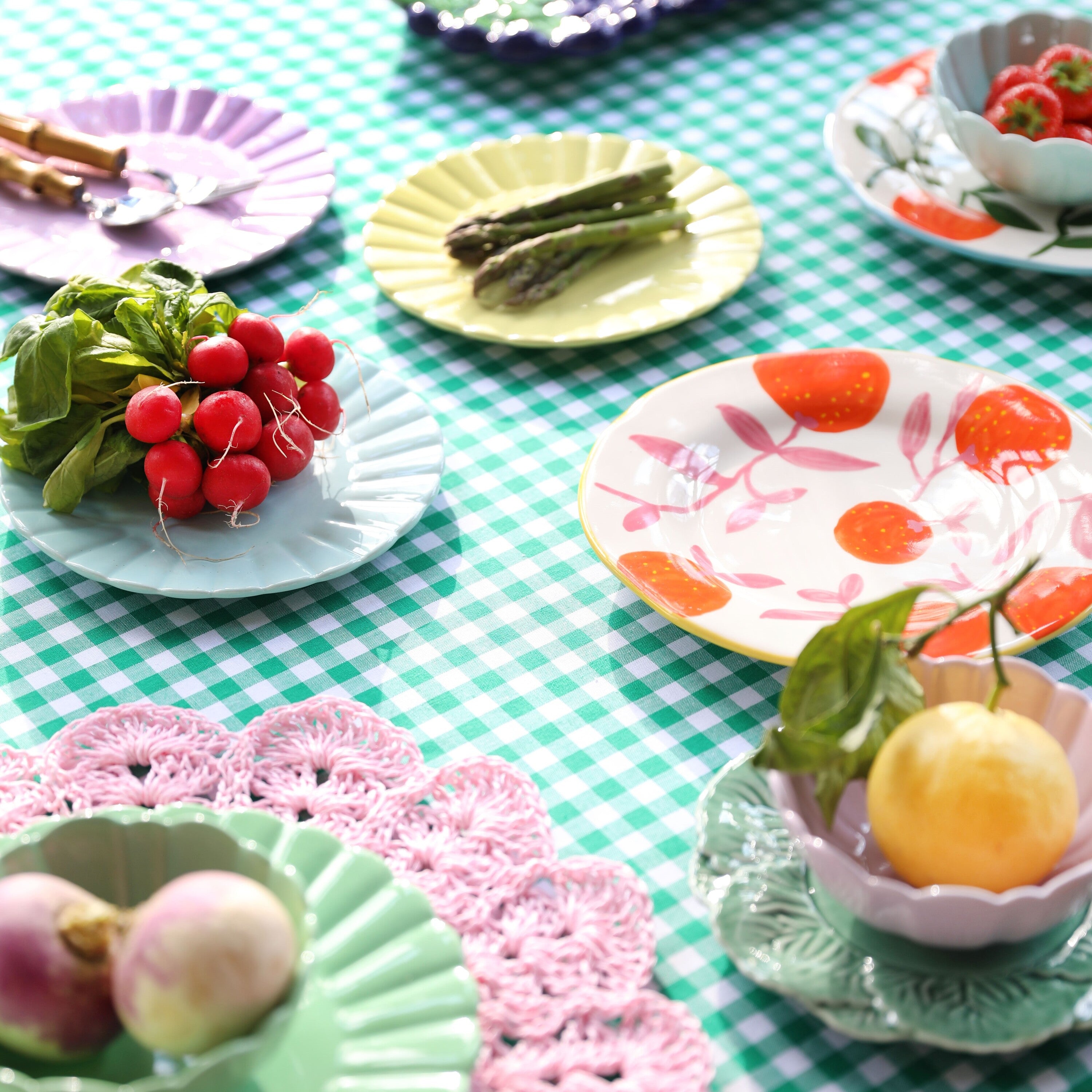 &k amsterdam Orange Twig Bord Ø 22 cm - Set van 4