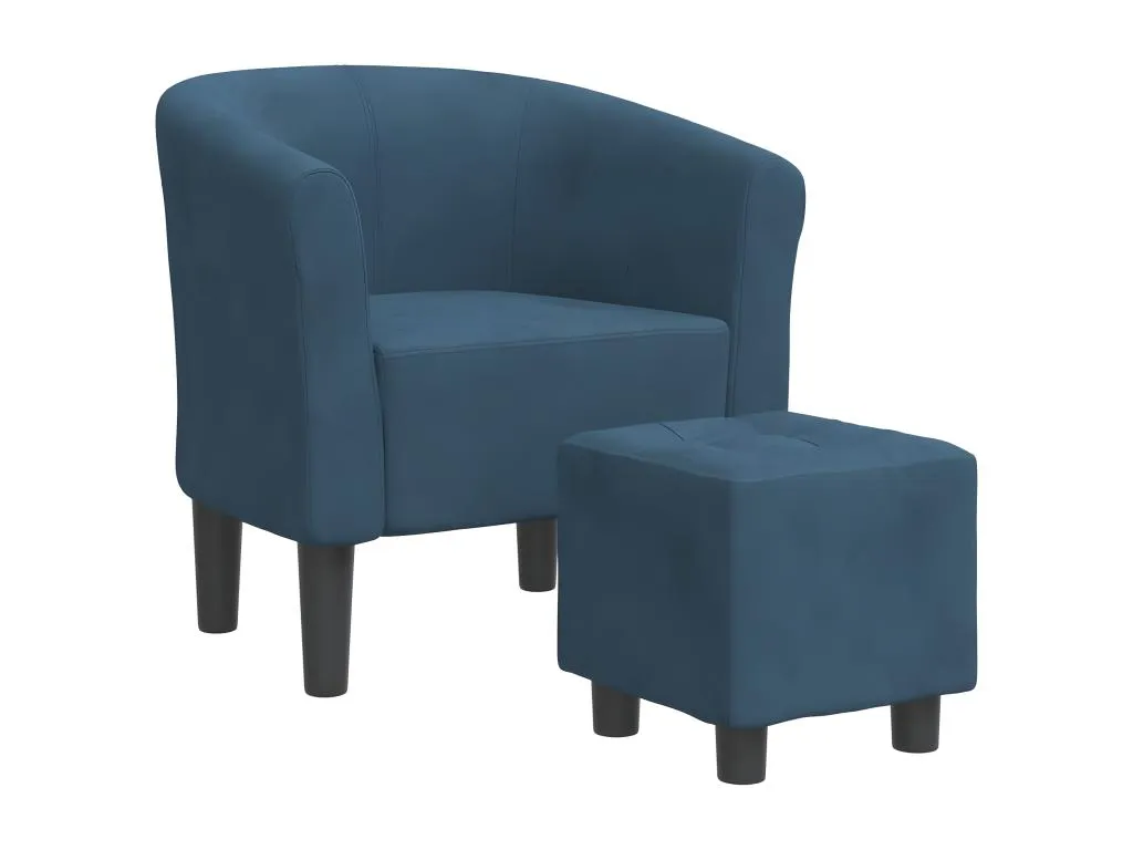 Sillón convertible con reposapiés en terciopelo azul oscuro. ybu2185895