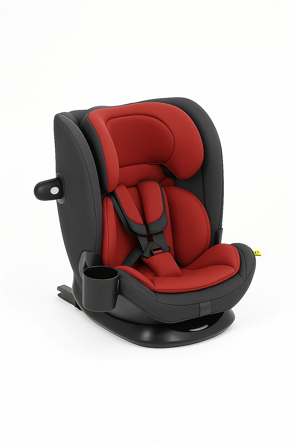 Asientos de coche con arnés de 5 puntos y portavaso lateral, hasta 22 kg, con protección lateral, colores rojo/negro, apto para 0 a 12 años, respaldo ajustable en 4 posiciones y reposacabezas ajustable en 9 alturas