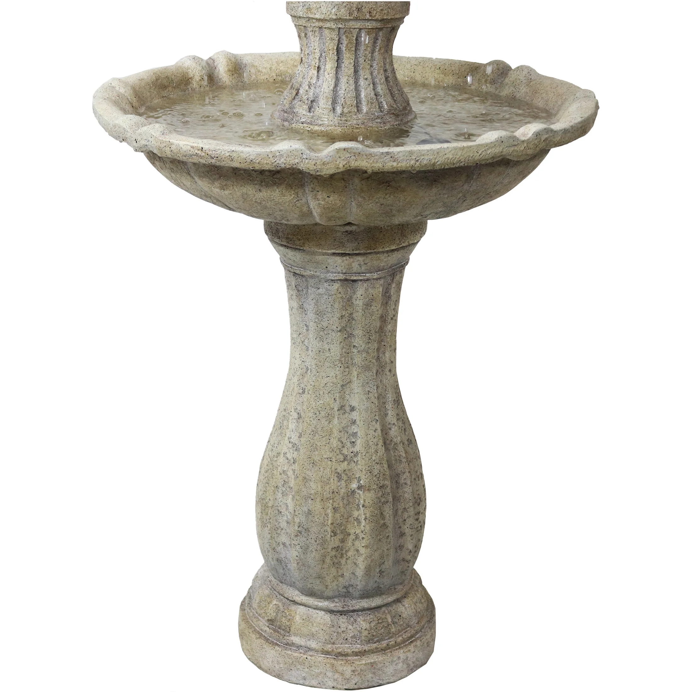 Sunnydaze 45" 2-Tier Arcade Solar Outdoor Water Fountain with LED - Earth - Image 12