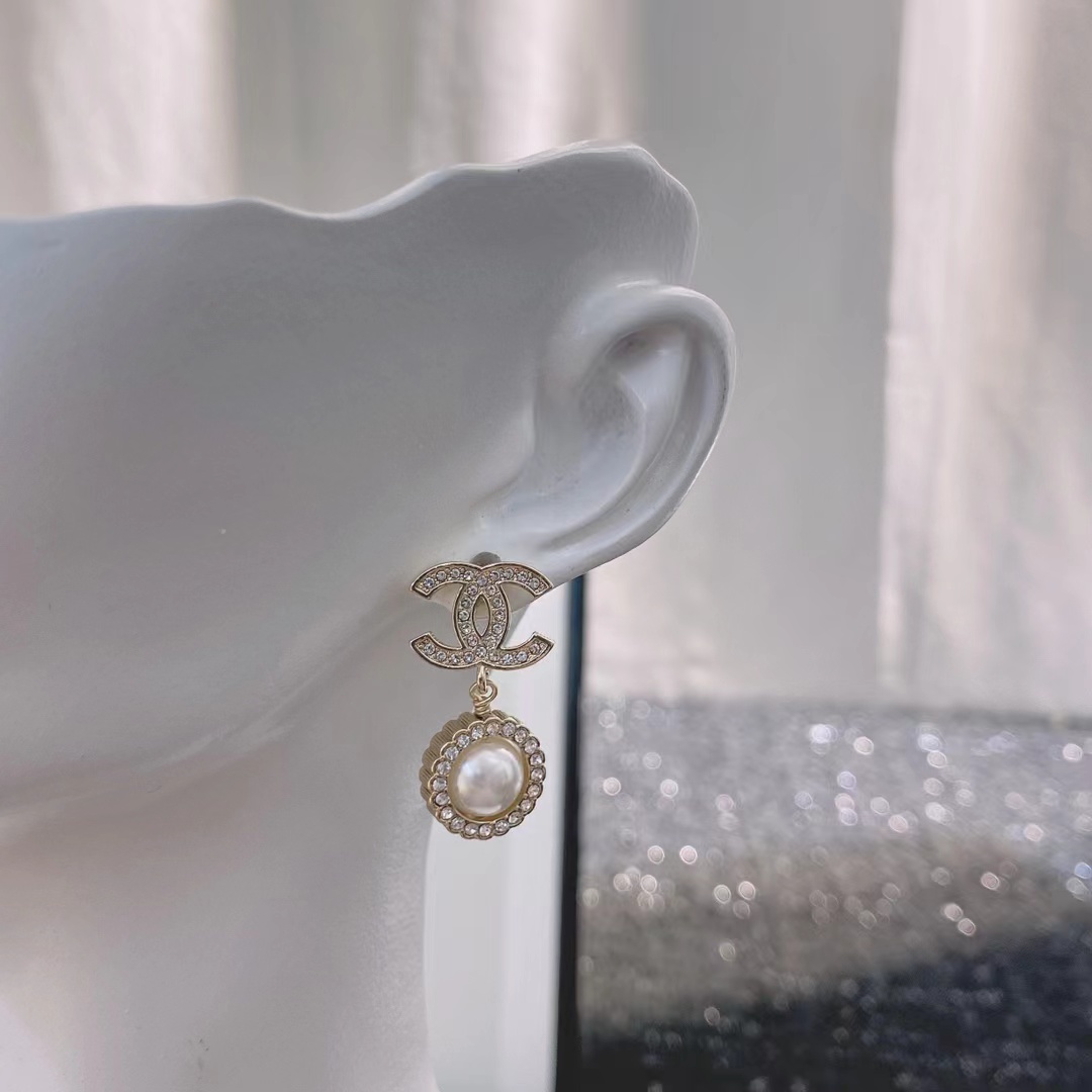 Chanel Double C Pearl Dangle Earrings - Original Replica Club