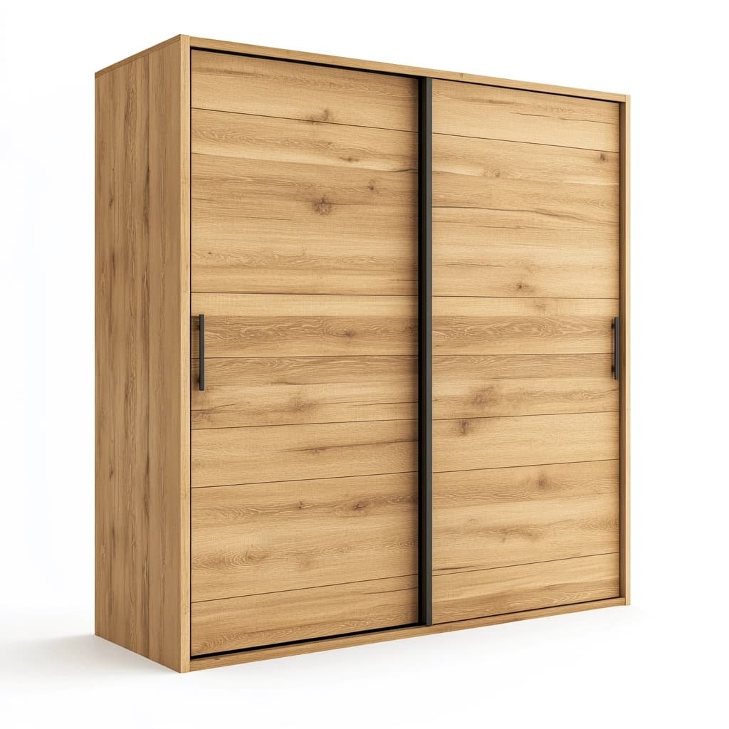 Armario de dormitorio con puertas correderas de madera roble almacenamiento espacioso 200x180x60cm
