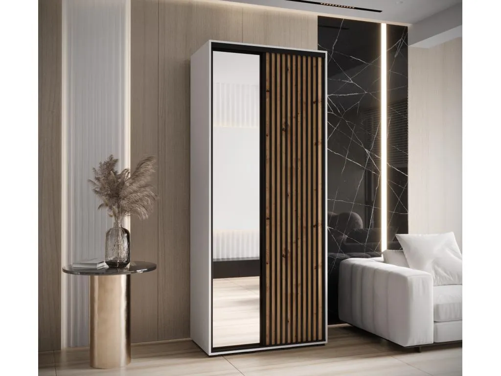 Armario Nidovia puertas correderas, blanco/artisan, 235,2x100x60 cm, 2 puertas jbp3446773