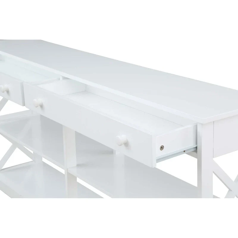 Oxford 60-Inch Console Table with Shelves and 2 Drawers by Convenience Concepts