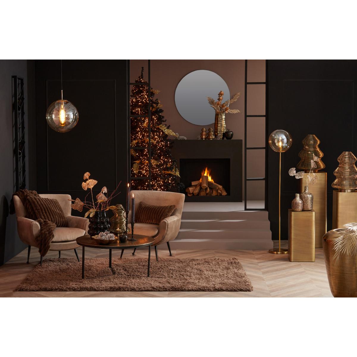 Light & Living - Medina vloerlamp Ø30x160 cm - glas amber+goud