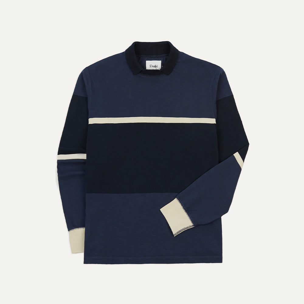 Drake's - Polo Rugby - Ecru, Marine & Bleu