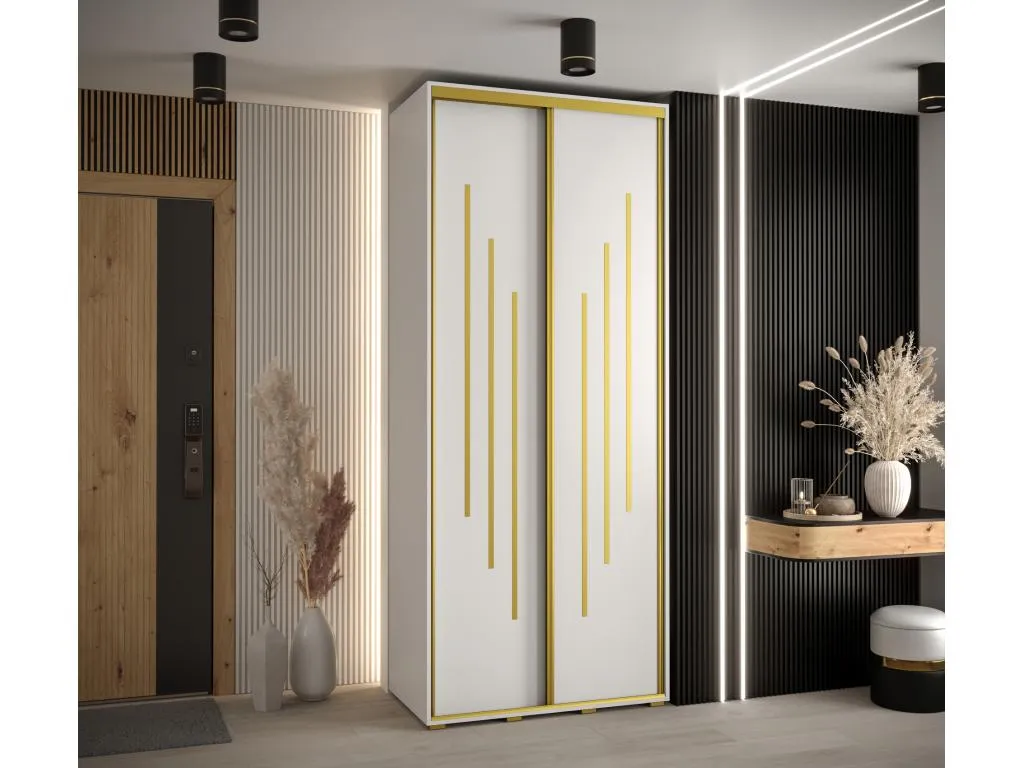 ARMARIO Kavehomedeco 8 DE PUERTAS CORREDERAS 235.2/120/60 2 puertas (Blanco/Blanco/Oro) HFEO16635