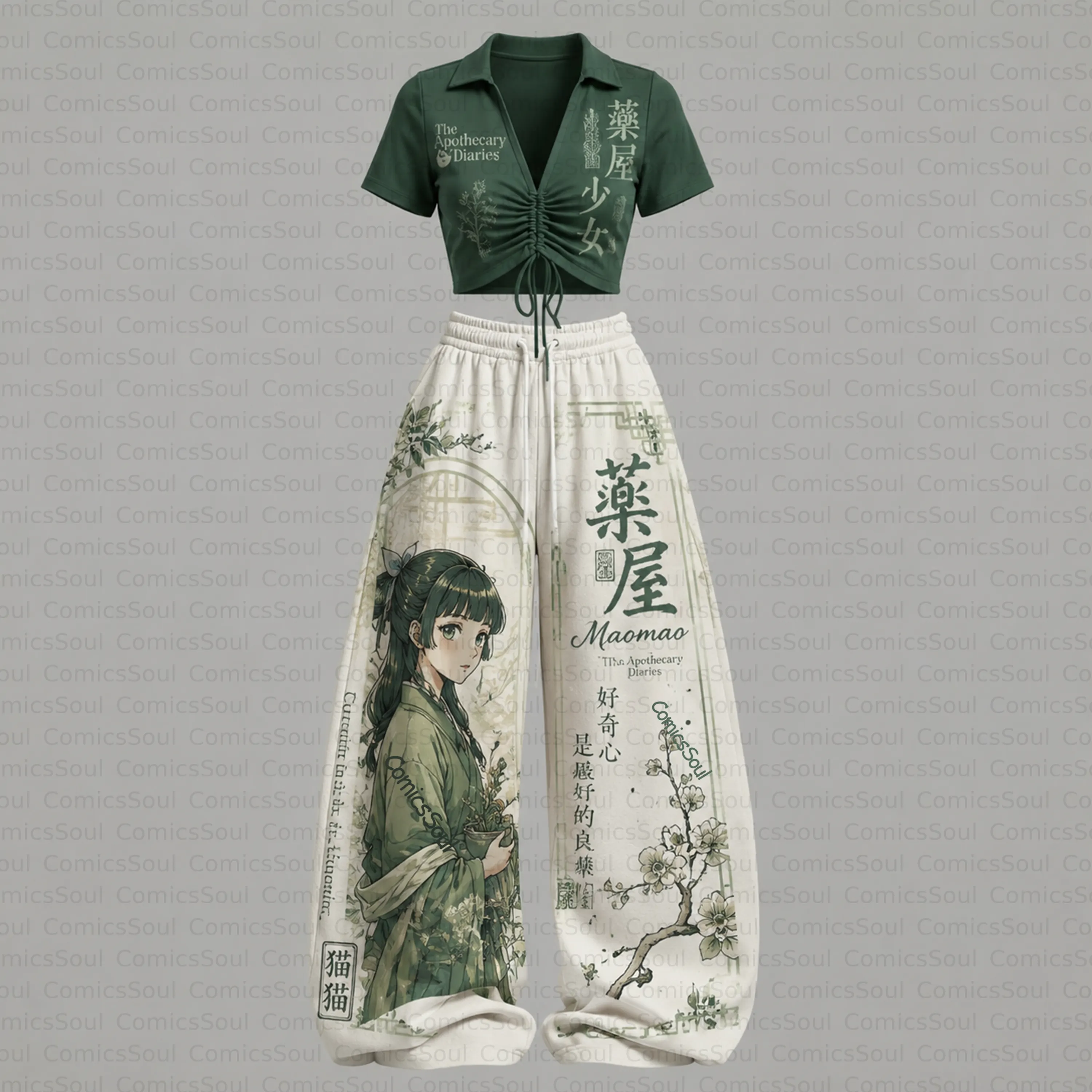 The Apothecary Diaries Drawstring Short Sleeve Top & Long Pants Two-Piece Set TeeThreads Sustain the Scene with Custom Apparel