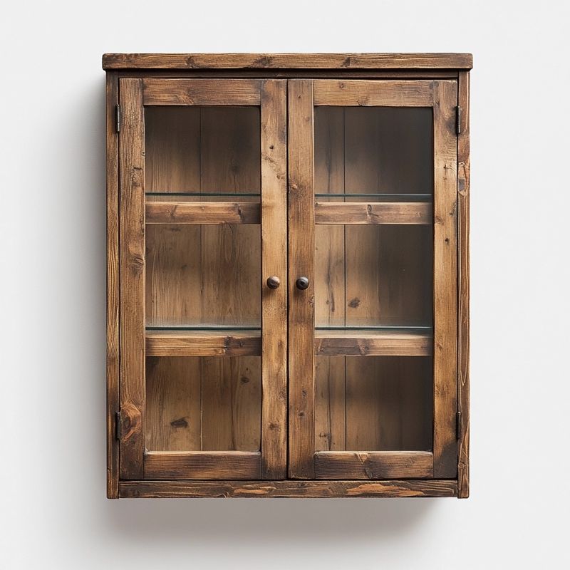 Armario de Pared de Madera Maciza con Puertas de Vidrio para Sala de Estar 60x75x20 cm Marrón