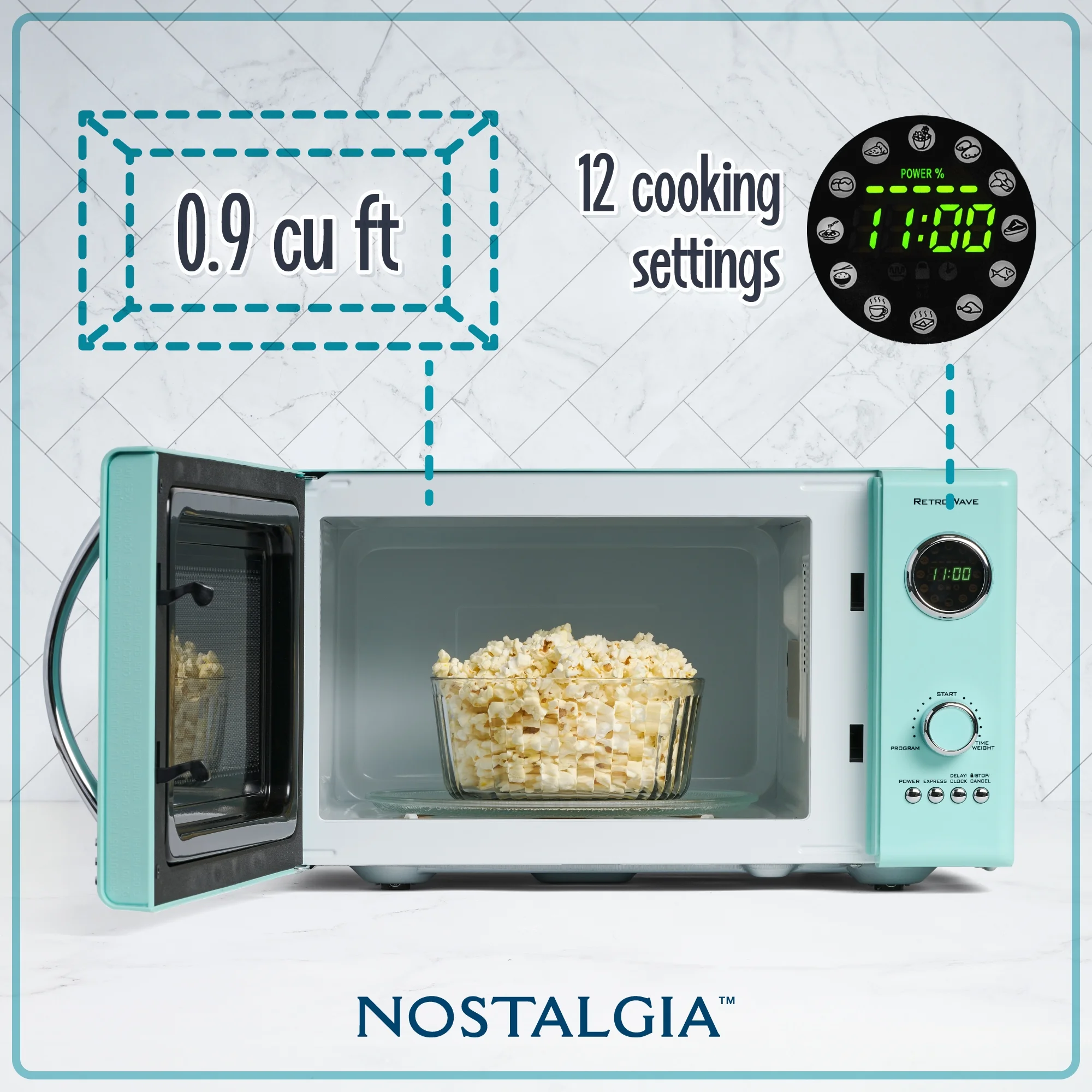 Nostalgia Retro Microwave for Countertop 0.9 cu ft Vintage Microwave, Ivory - Image 17