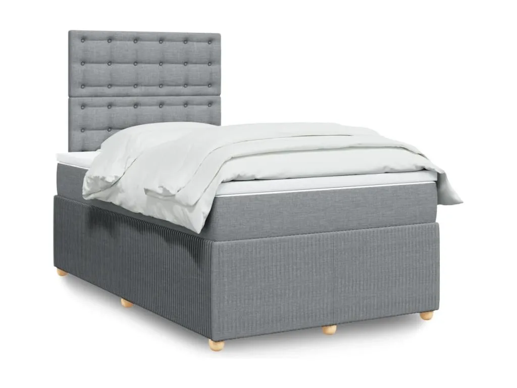 Cama box spring con colchón tela gris claro 120x200 cm brk3520599