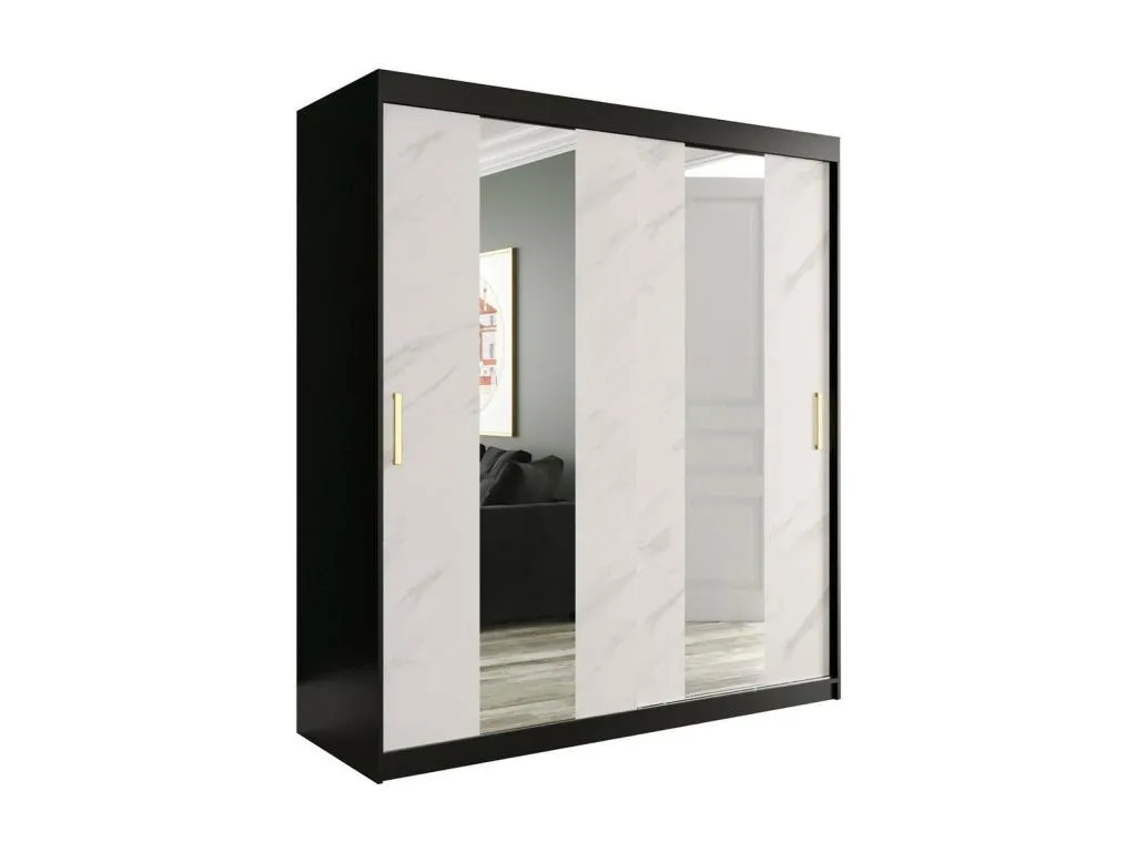 Armario Mobtrendy 243 Mármol blanco | Negro mate 200x180x62cm Número de estantes - 9.00 62465zwmz