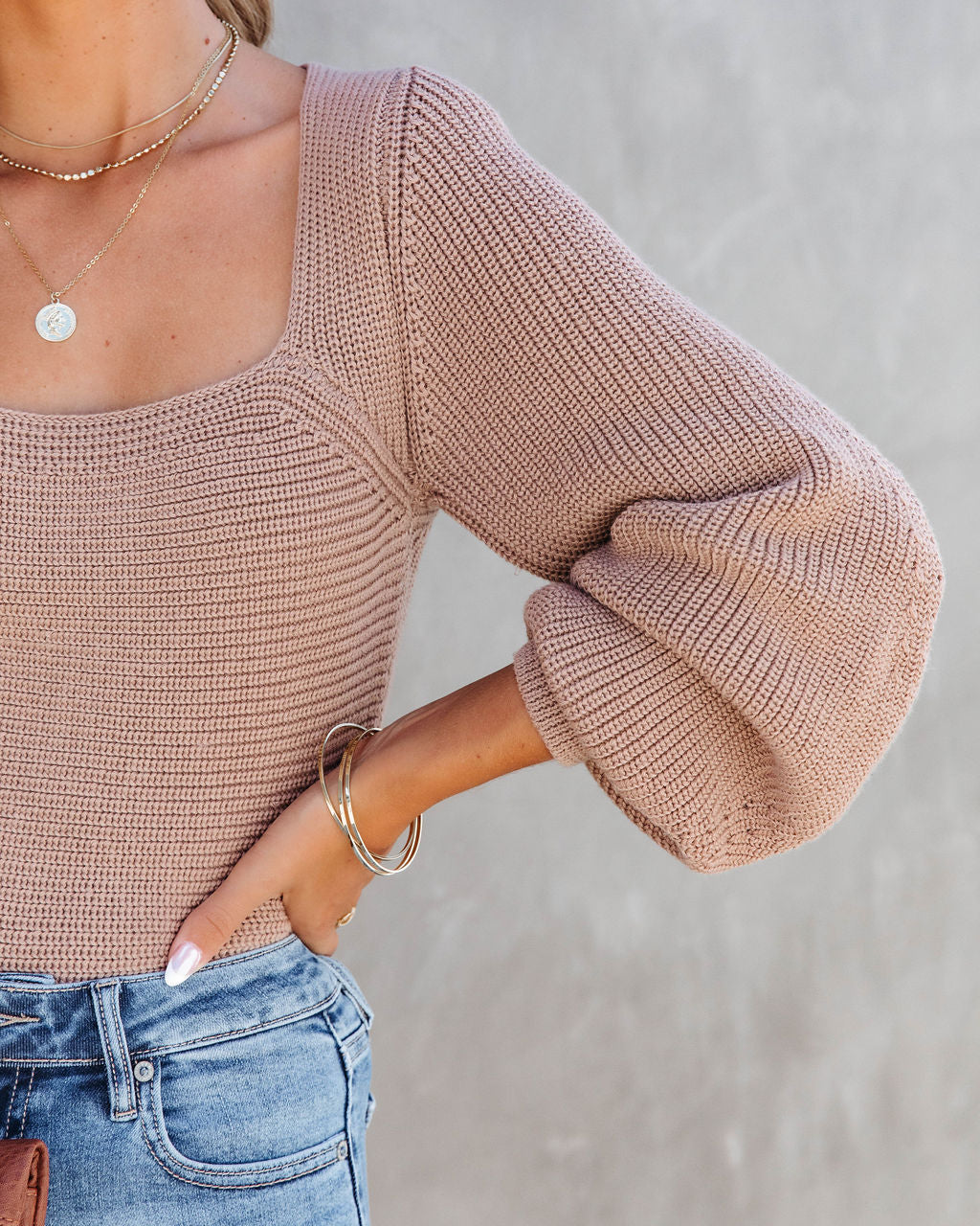 Soho Strolls Knit Pullover Sweater - Taupe - Se7enfashion