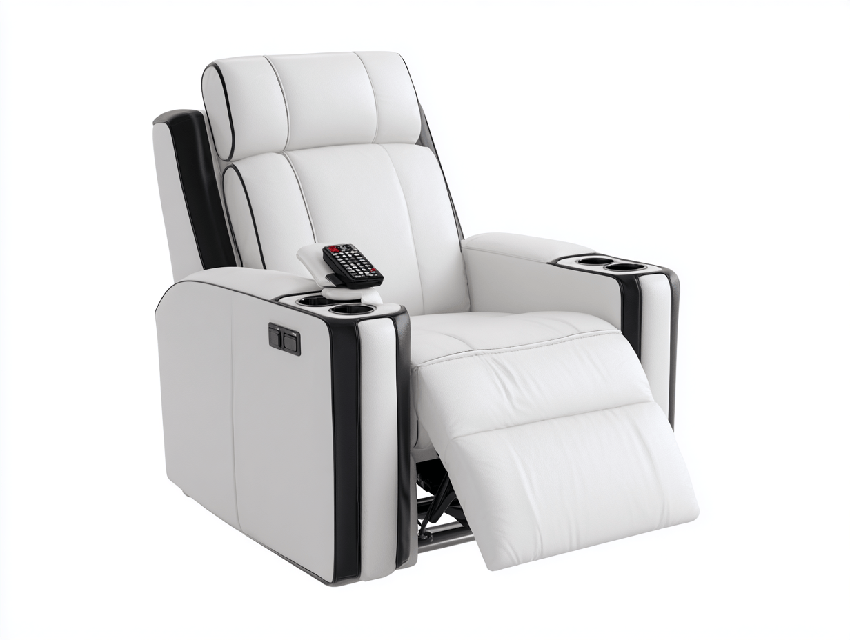 Sillón reclinable individual eléctrico – cuero sintético – blanco/negro – estilo moderno