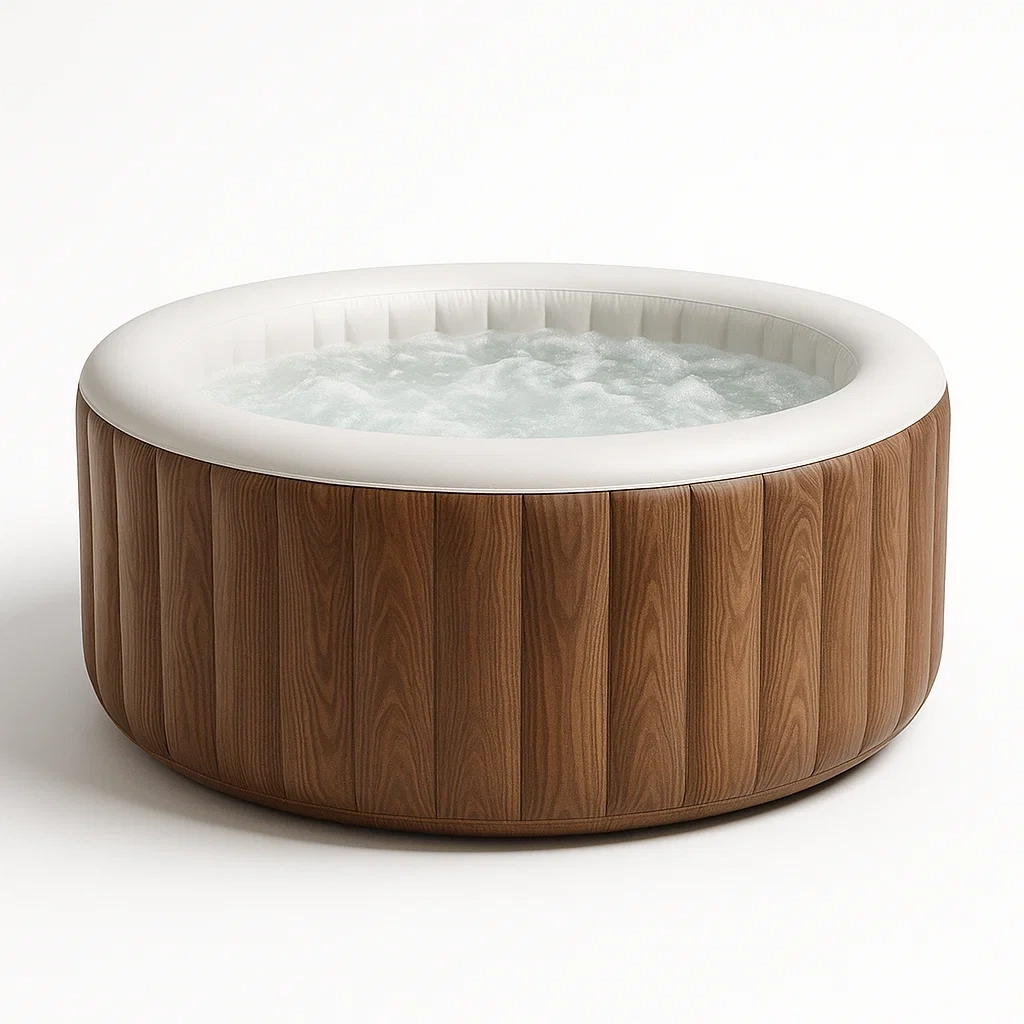 Spas hinchables 180x180x71 cm 4 personas redondo color Madera/Blanco FCsusvu311xY