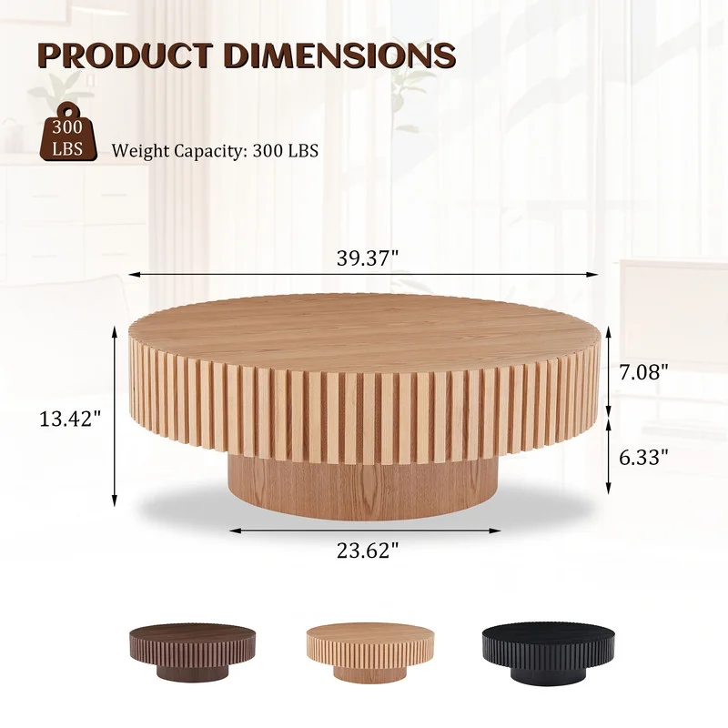 FFH 43.7 inch Oval Coffee Table for Living Room,Handcraft Rustic Corner Coffee Table Nature Wood Relief Sturdy Pedestal for Apartmen,Side Table Centre Table,Nature Wood - Image 38
