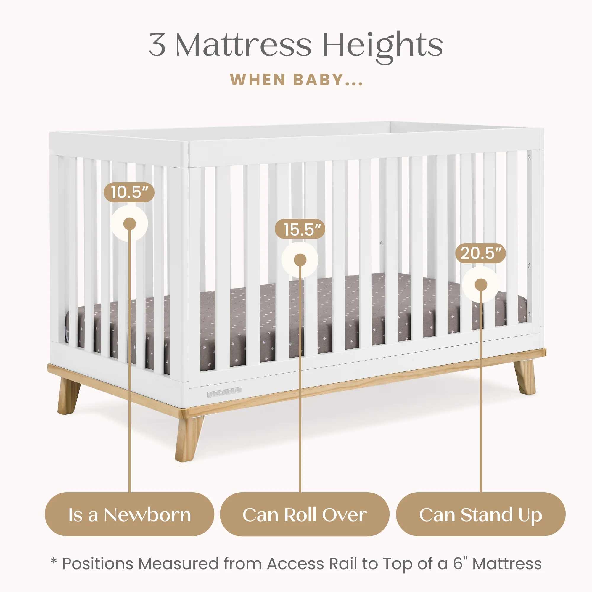 Delta Children Frankie 4-in-1 Convertible Crib - Greenguard Gold Certified, Black with Natural - Image 31