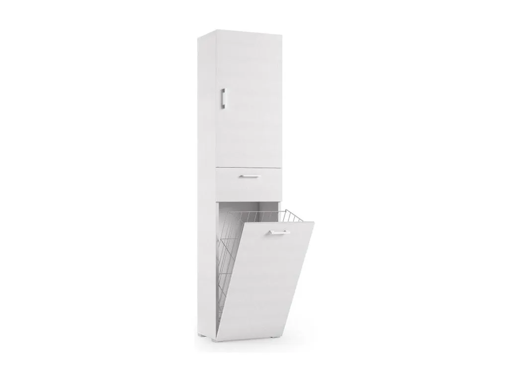 Armario multiusos Habitarluz Mueble para lavandería lineal con 2 puertas Columna de baño con cesto para la ropa Made in Italy 45x32h195 VEAY27840