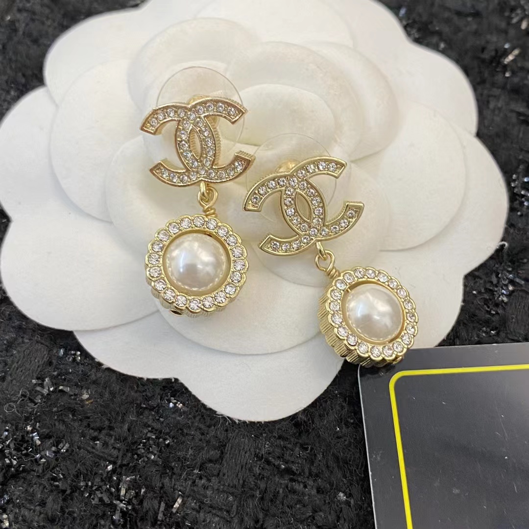 Chanel Double C Pearl Dangle Earrings - Original Replica Club