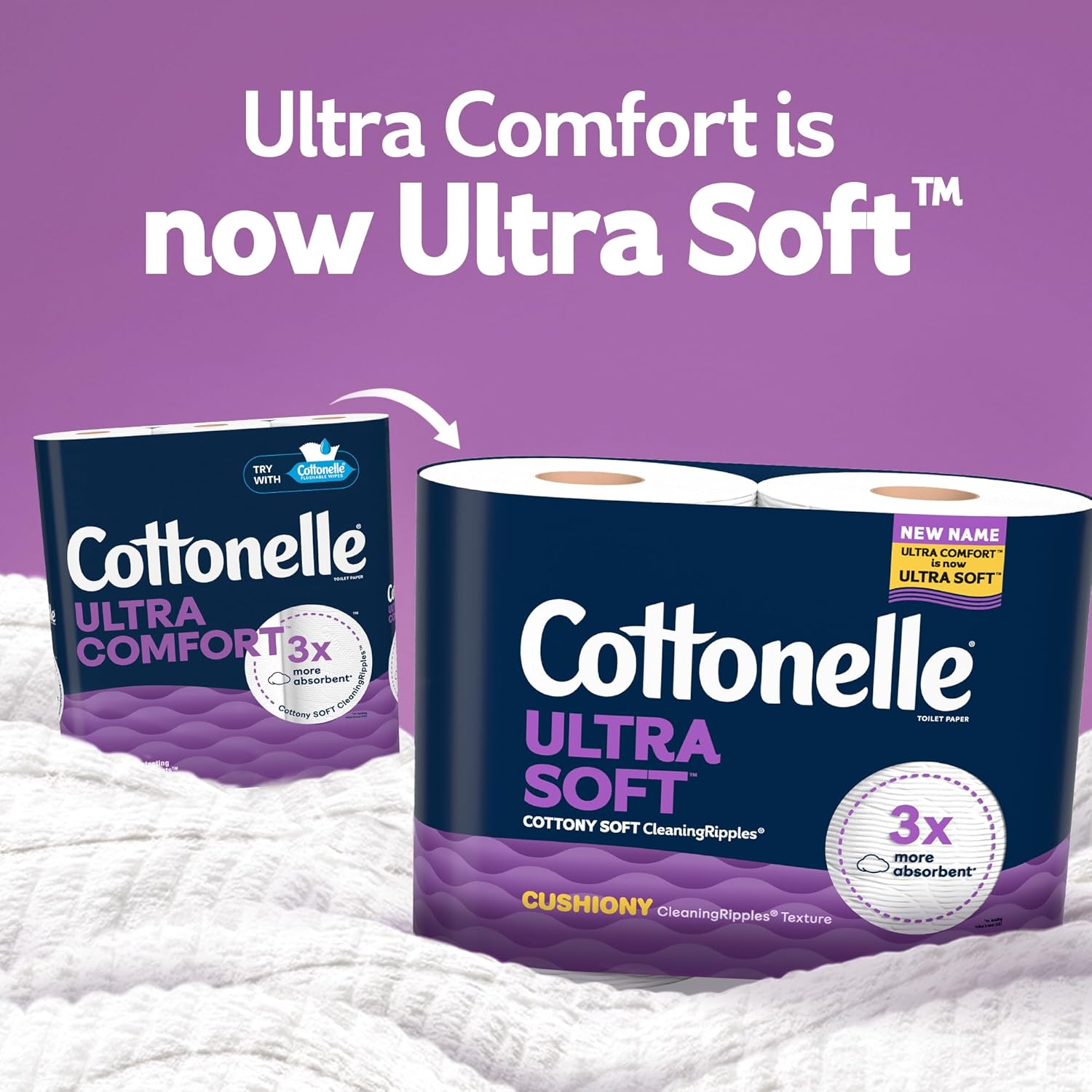 Cottonelle Ultra Soft Toilet Paper with Cushiony CleaningRipples Texture, 12 Family Mega Rolls = 54 Regular Rolls