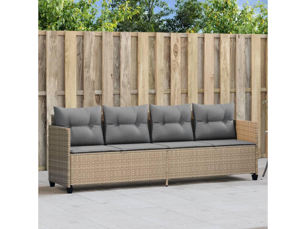 Sillón con cojines de resina tejida beige