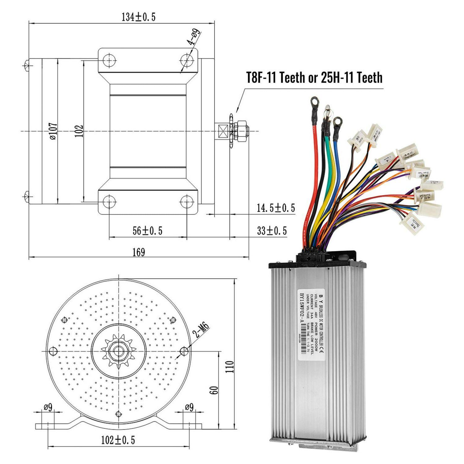 VEVOR 48V 2000W Brushless DC Motor Kit. 4300 RPM. with Controller & Throttle. for Go Kart/ATV. 10 lb - Image 9