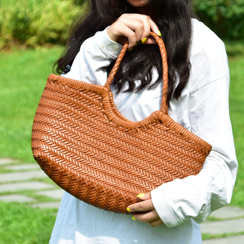 Dragon Diffusion French retro woven bag, genuine leather woven basket bag, hot-selling on Instagram, popular women's bag