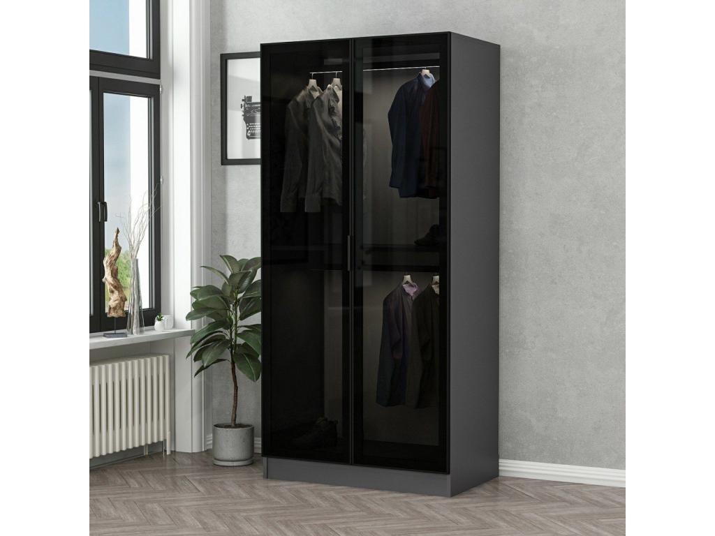 Armario Cozetiq S101 - Negro - Antracita - 210x90x52cm - Puertas de armario Con bisagras
