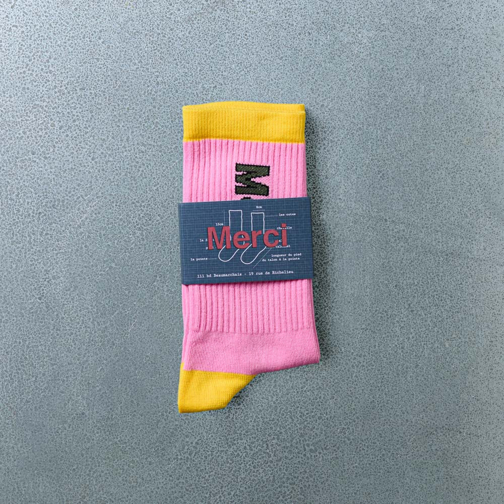 Merci - Chaussettes Scrappy - Rose Jaune